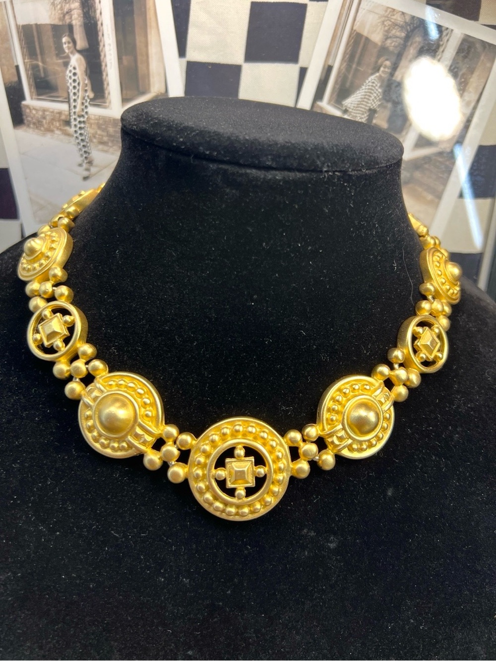 Vintage Givenchy 80s Matte Gold Choker Statement Necklace Signed Paris NY Rare